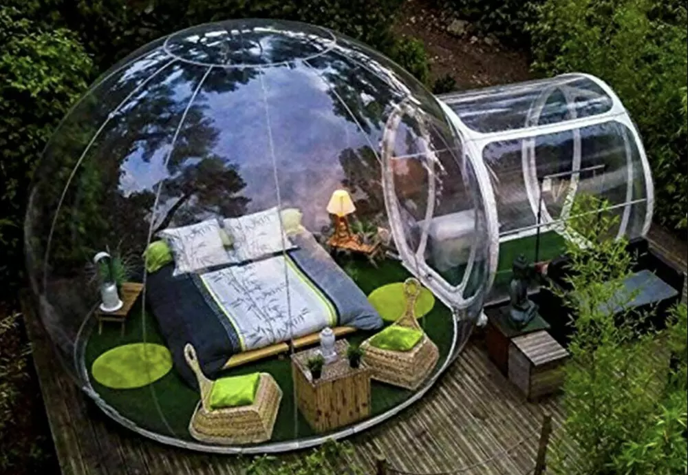 camping tent with transparent roof
